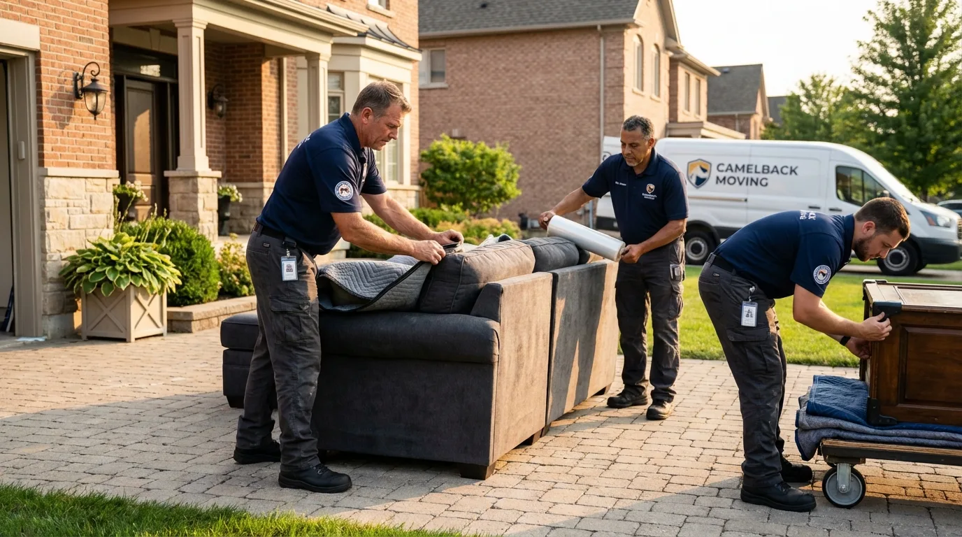 Large estate moving crew wrapping furniture in Mulberry, AR