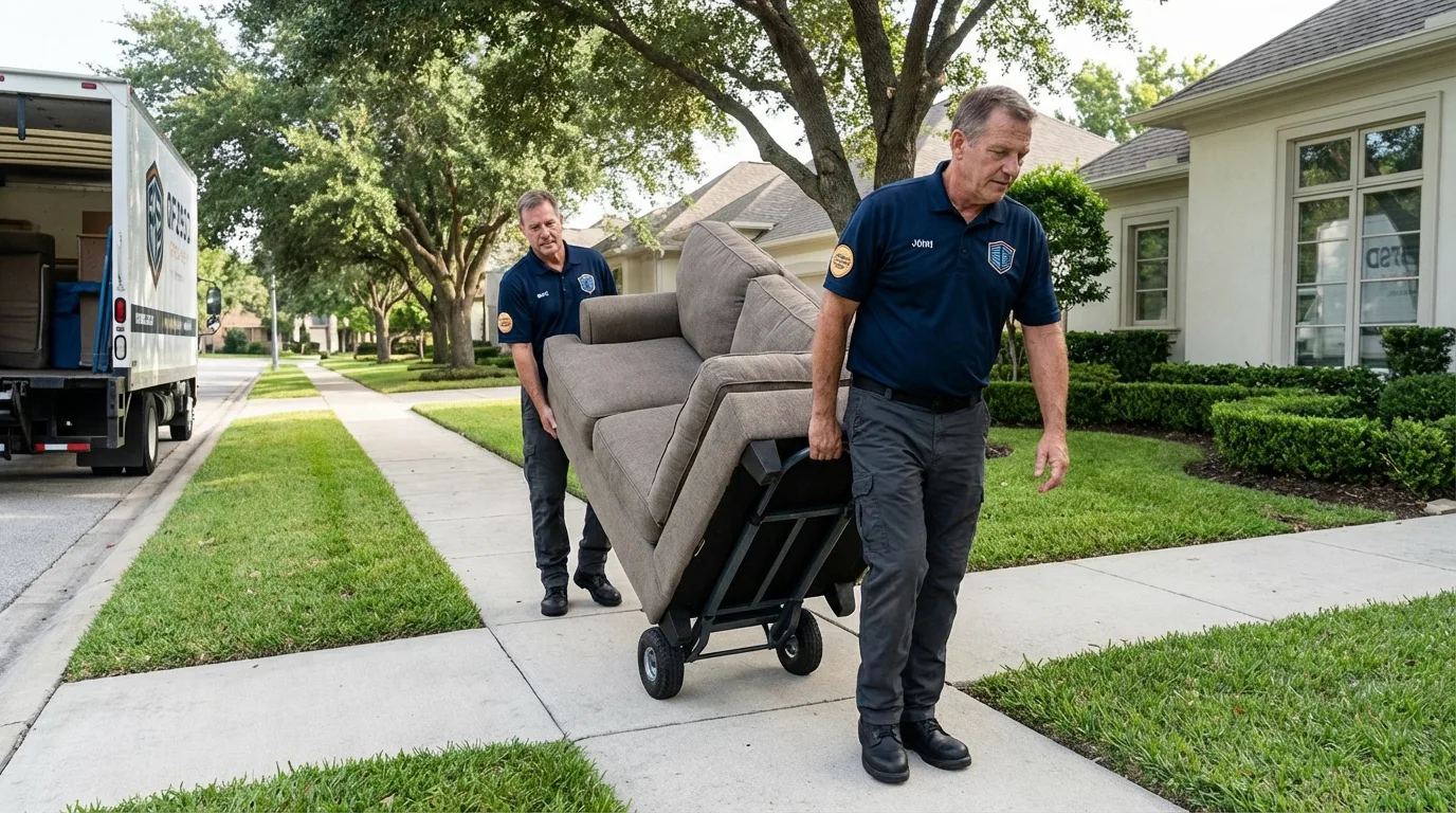 Local residential moving crew loading furniture in Mulberry, AR